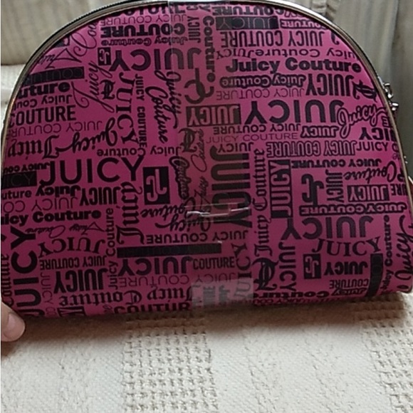 Juicy Couture logo print and rhinestone logo trio dome cosmetic bag. New w/ Tags